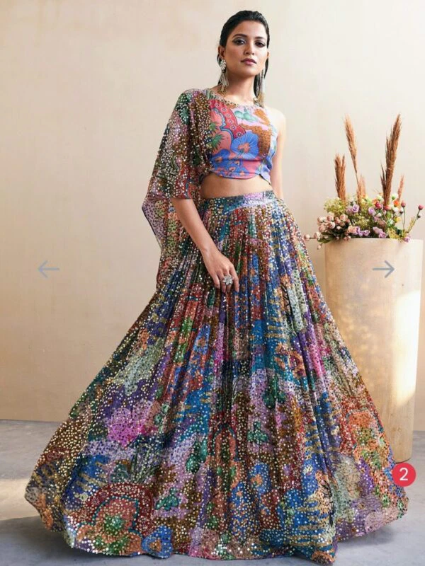 Multi-Color Embroidered Lehenga